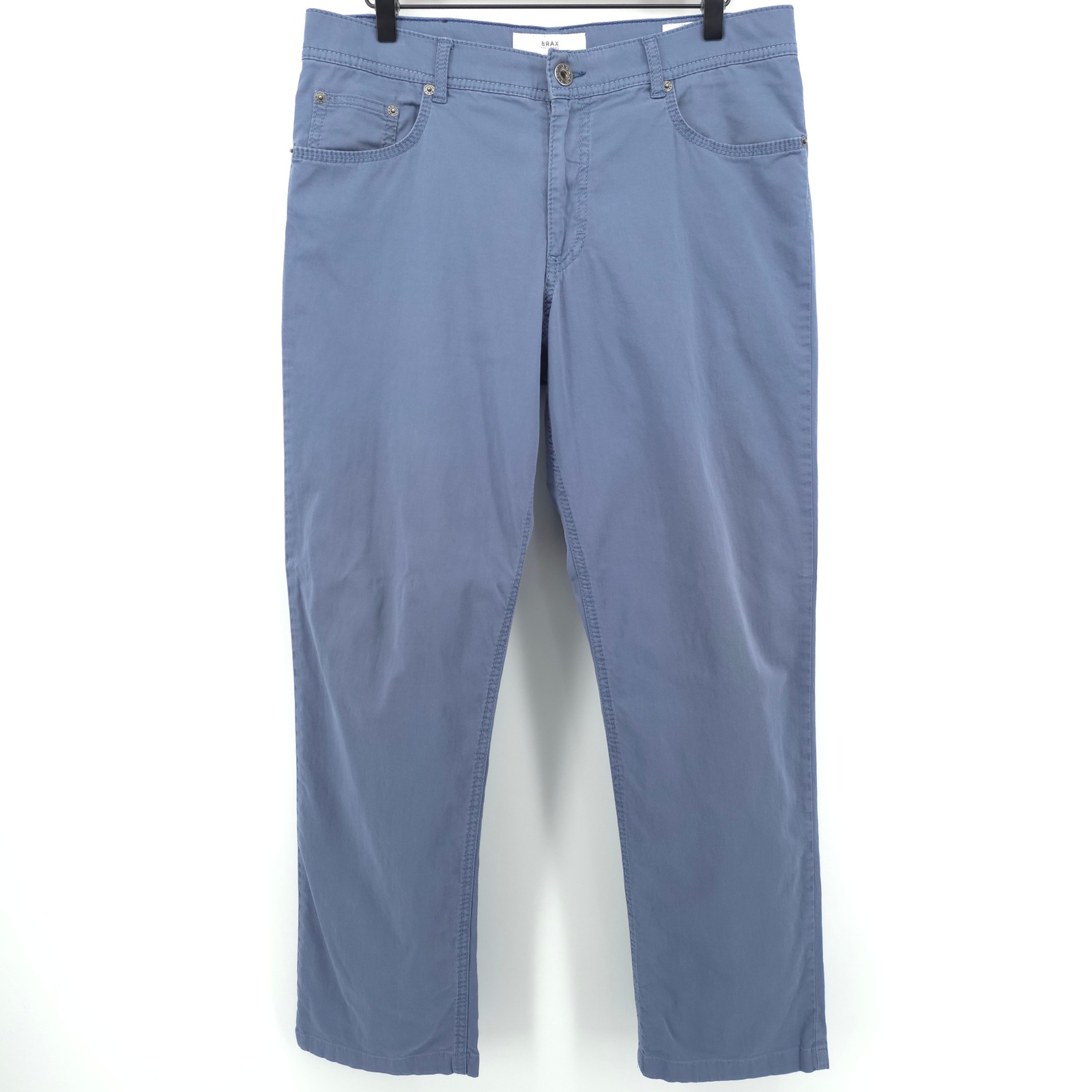 Brax Mens Pants Cooper Fancy 34x34 Blue Regular Fit Chino Trousers